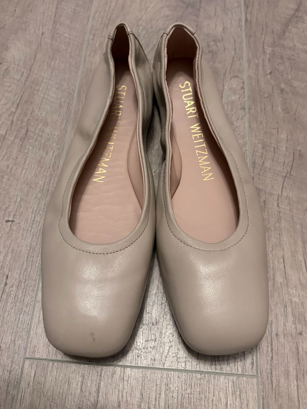 Stuart Weitzman Neutral Tan Leather Ballet Flats - Picture 4 of 6